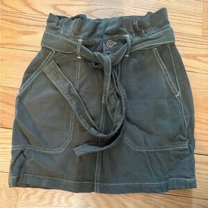 Free People Olive Green Skirt with Tie Detail